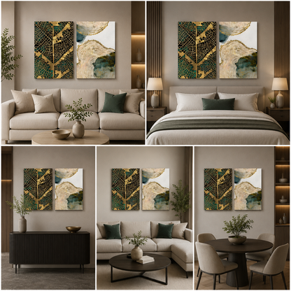 Abstract Gold Texture Canvas Painting Wall Art – Large Size Frame (18 x 24 Inches Each Part)