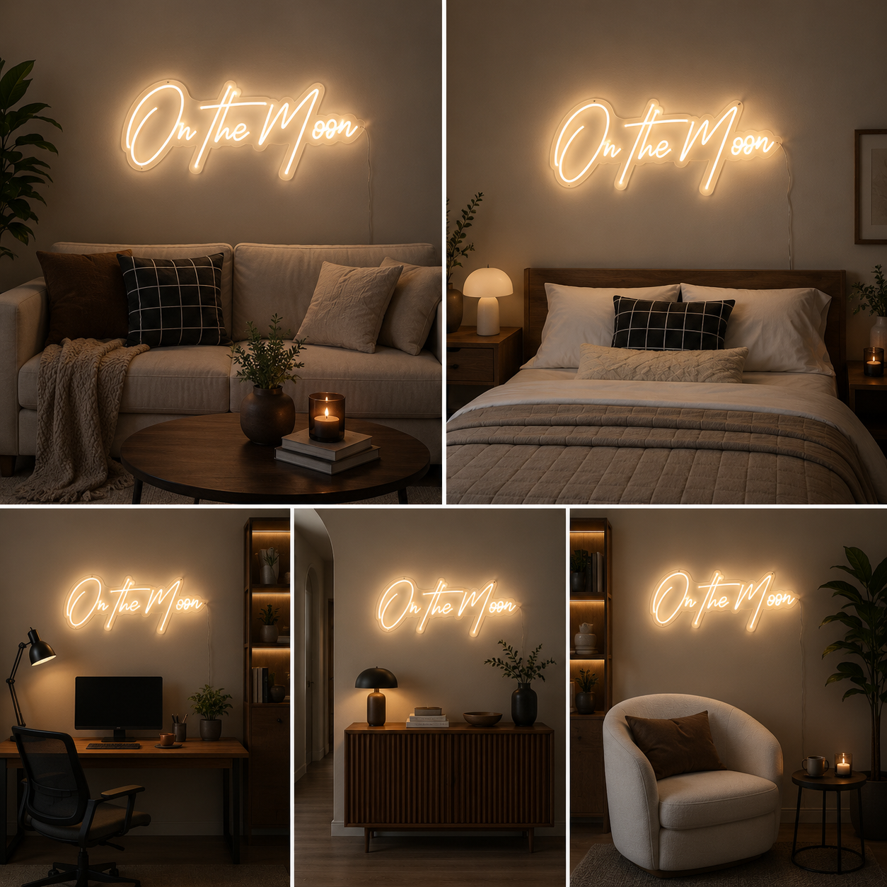 On The Moon Neon Sign Board – Custom Neon Light Wall Decor