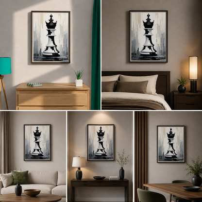 Chess King Monochrome Wall Painting For Home Decor (24 By 36) Inches