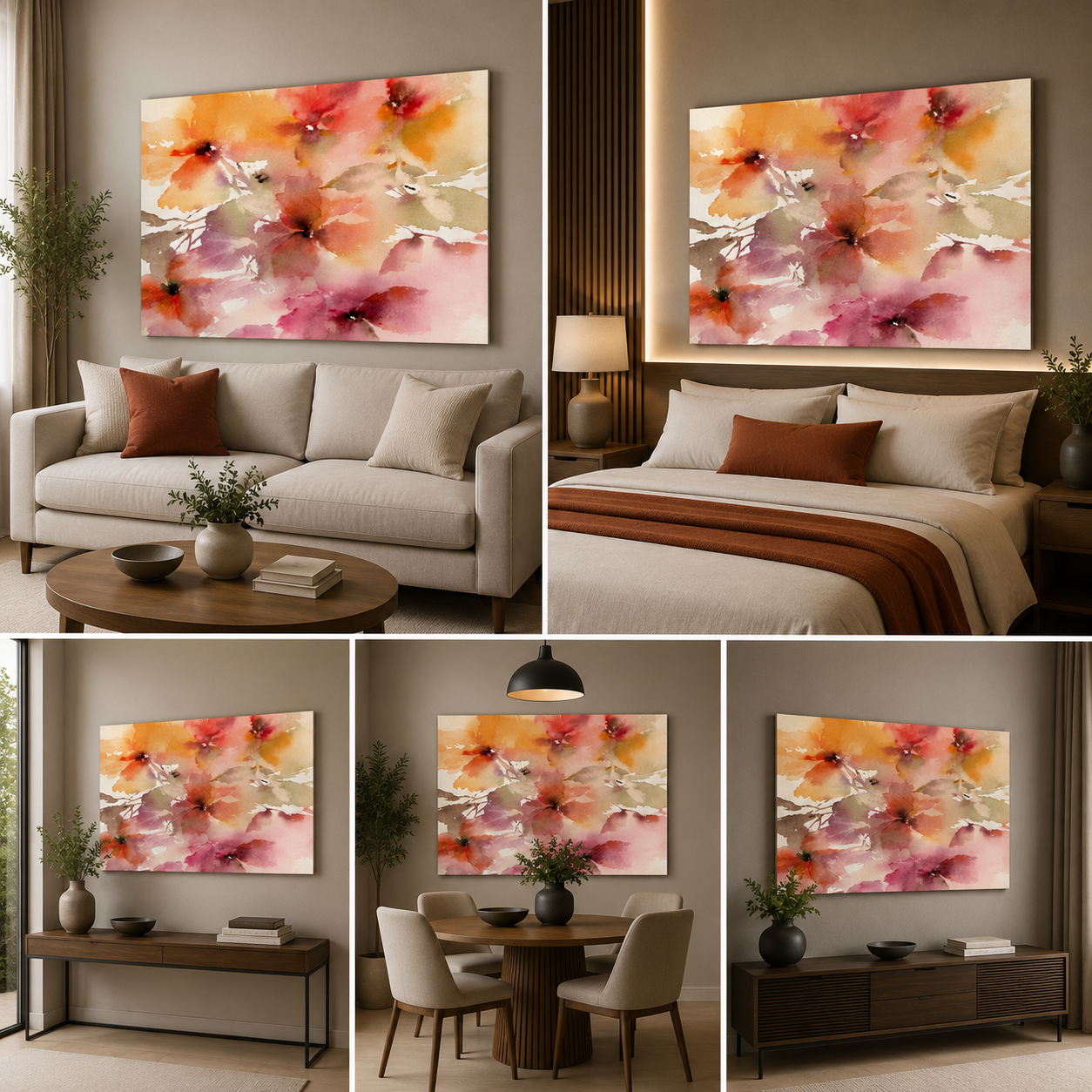 Flower Modern Wall Art Canvas Painting Frame for Living Room