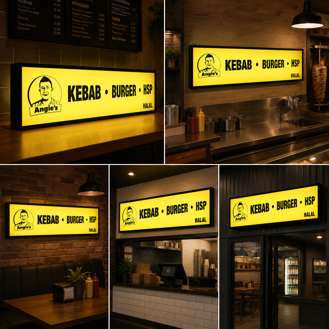 Custom LED Restaurant Light Box Sign | Illuminated Food Shop Display Board | Backlit Fast Food Branding Signage for Kebab Burger Outlet