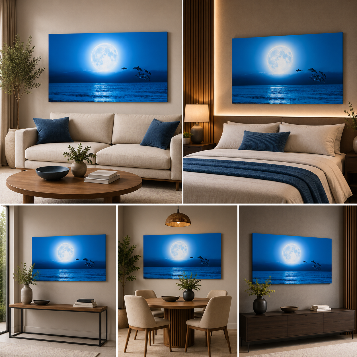 Sea and Moon Painting Frame for Home Decor