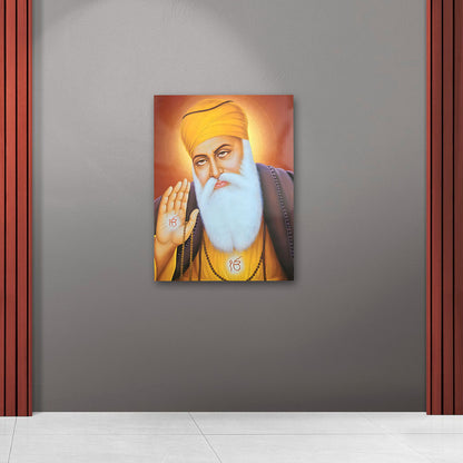 Guru Nanak Dev Ji Blessing Canvas Painting – Spiritual Sikh Wall Art Canvas Painting Frame for Living Room