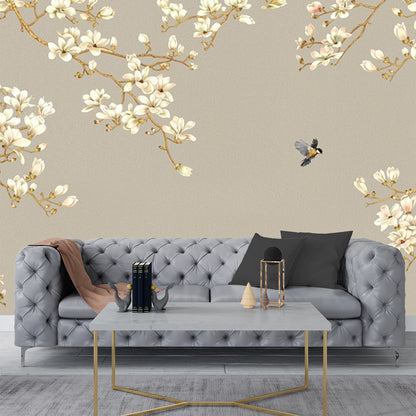 Flying Birds Floral Wallpaper for Living Room