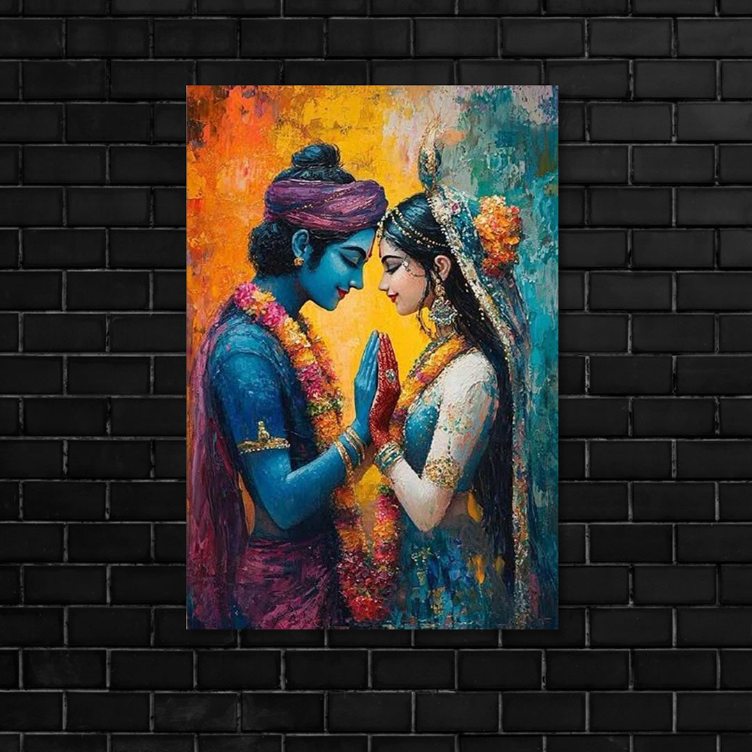 Radha Krishna Romantic Canvas Wall Painting for Living Room Decor