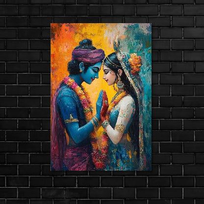 Radha Krishna Romantic Canvas Wall Painting for Living Room Decor