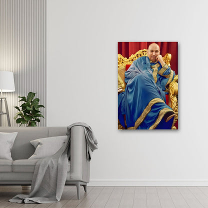 Spiritual Guru Royal Portrait Canvas Wall Art | Premium Religious Photo Frame for Home & Temple Decor