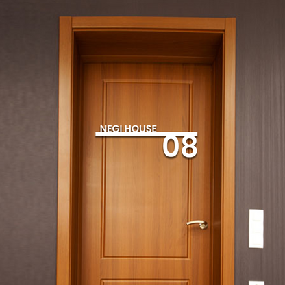 Minimalist Acrylic House Name Plate with Flat Number Design for Home Door & Wall Address Sign