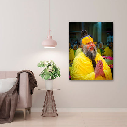 Premanand Maharaj Blessing Canvas Painting – Devotional Portrait Wall Art Canvas Painting Frame for Living Room