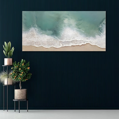 Abstract Ocean Waves Wall Painting | Modern Seascape Canvas Art | Horizontal Acrylic UV Printed Wall Decor for Living Room