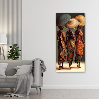 African Women Canvas Wall Painting | Modern Ethnic Art Decor for Living Room & Home Interiors