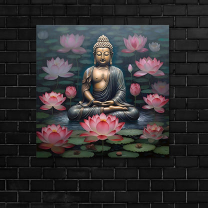 Buddha Lotus Canvas Painting Spiritual Wall Art for Home Decor