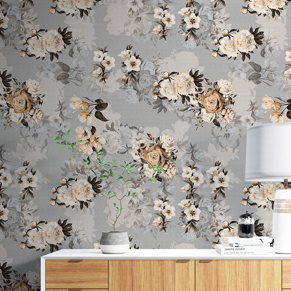 Flower Theme Wallpaper for Living Room Self-Adhesive