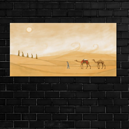 Desert Caravan Canvas Painting Arabian Landscape Wall Art Decor