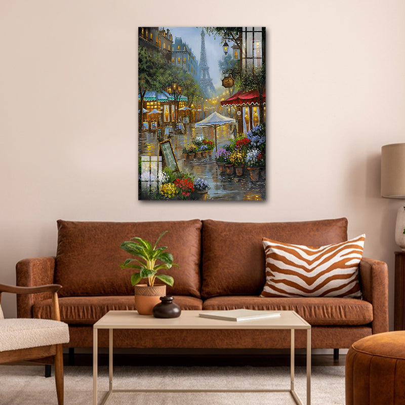 Painting Frame Paris Flower Market City Landscape Modern Wall Art for Wall Decor | Big Large Size Canvas Painting Frame