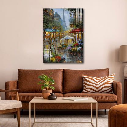 Painting Frame Paris Flower Market City Landscape Modern Wall Art for Wall Decor | Big Large Size Canvas Painting Frame