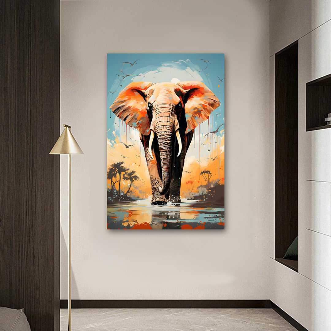 Majestic Elephant Wall Painting | Wildlife Canvas Art for Modern Home Decor