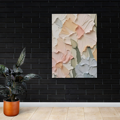 Pastel Floral Abstract Wall Painting | Modern Textured Canvas Art for Living Room & Home Decor