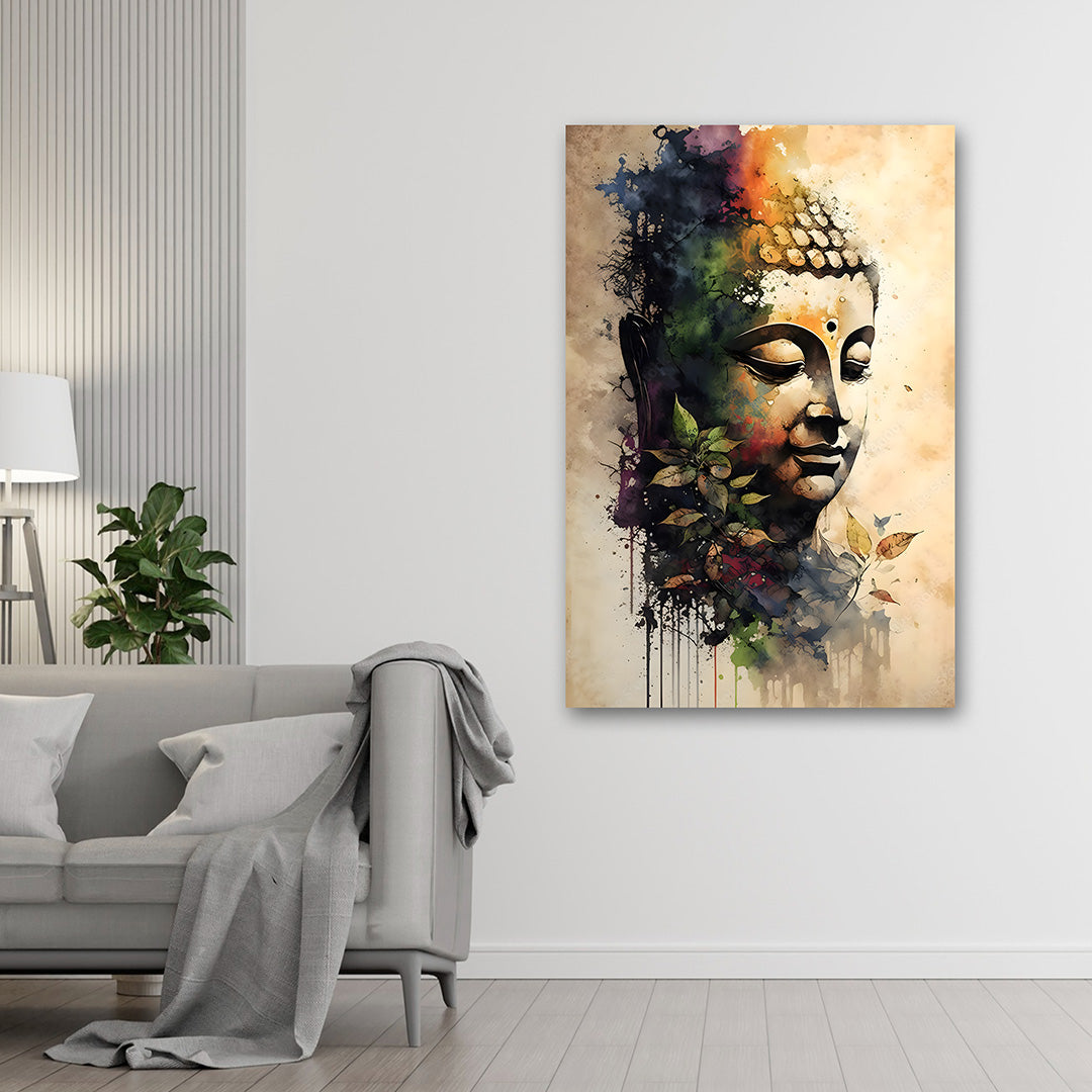 Abstract Buddha Portrait Wall Painting | Artistic Spiritual Canvas Art for Modern Home Decor