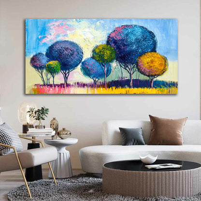Colorful Abstract Tree Landscape Canvas Painting Wall Art for Living Room
