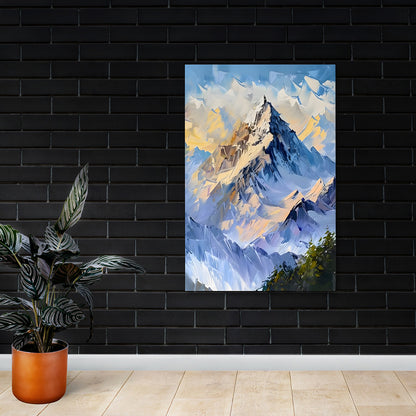 Abstract Mountain Landscape Wall Painting | Modern Snow Peak Canvas Art | Vertical Acrylic UV Printed Wall Decor for Living Room Bedroom