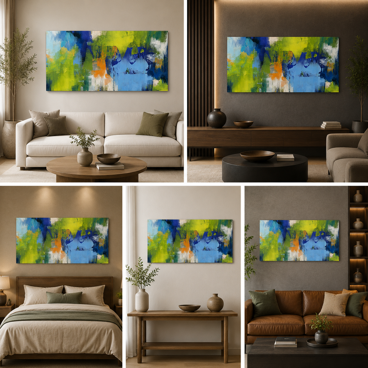 Colorful Abstract Landscape Canvas Painting Wall Art for Living Room