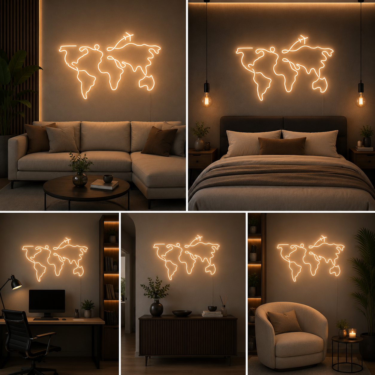 World Map Travel Neon Sign Board – Custom Neon Light Wall Decor