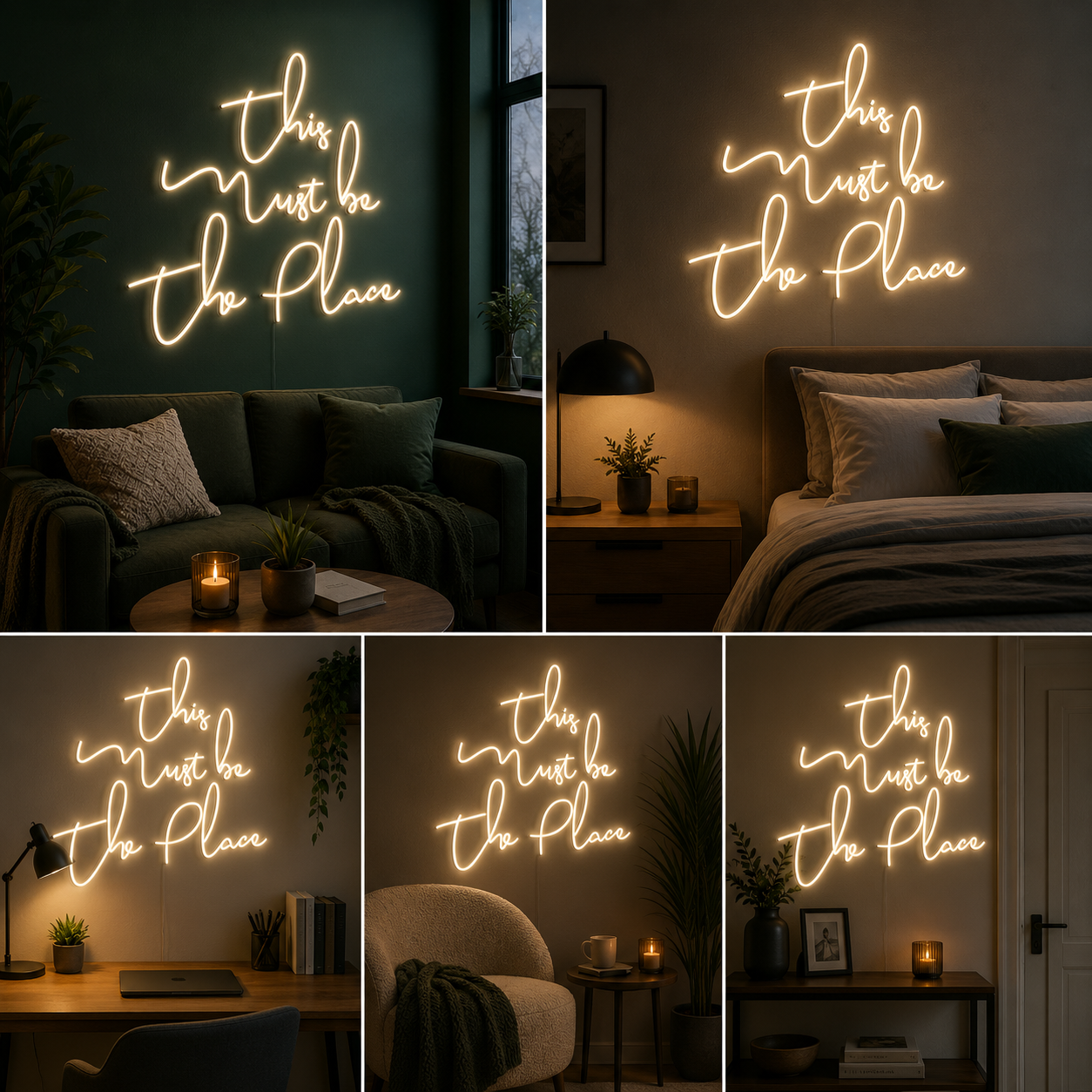 This Must Be The Place Neon Sign Board | Neon Light Name Plate | Neon Name Light Customized (24 By 15 Inches)