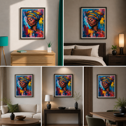 Blue & Red Tribal Canvas Painting  Wall decor for Living Room(24 By 36) Inches