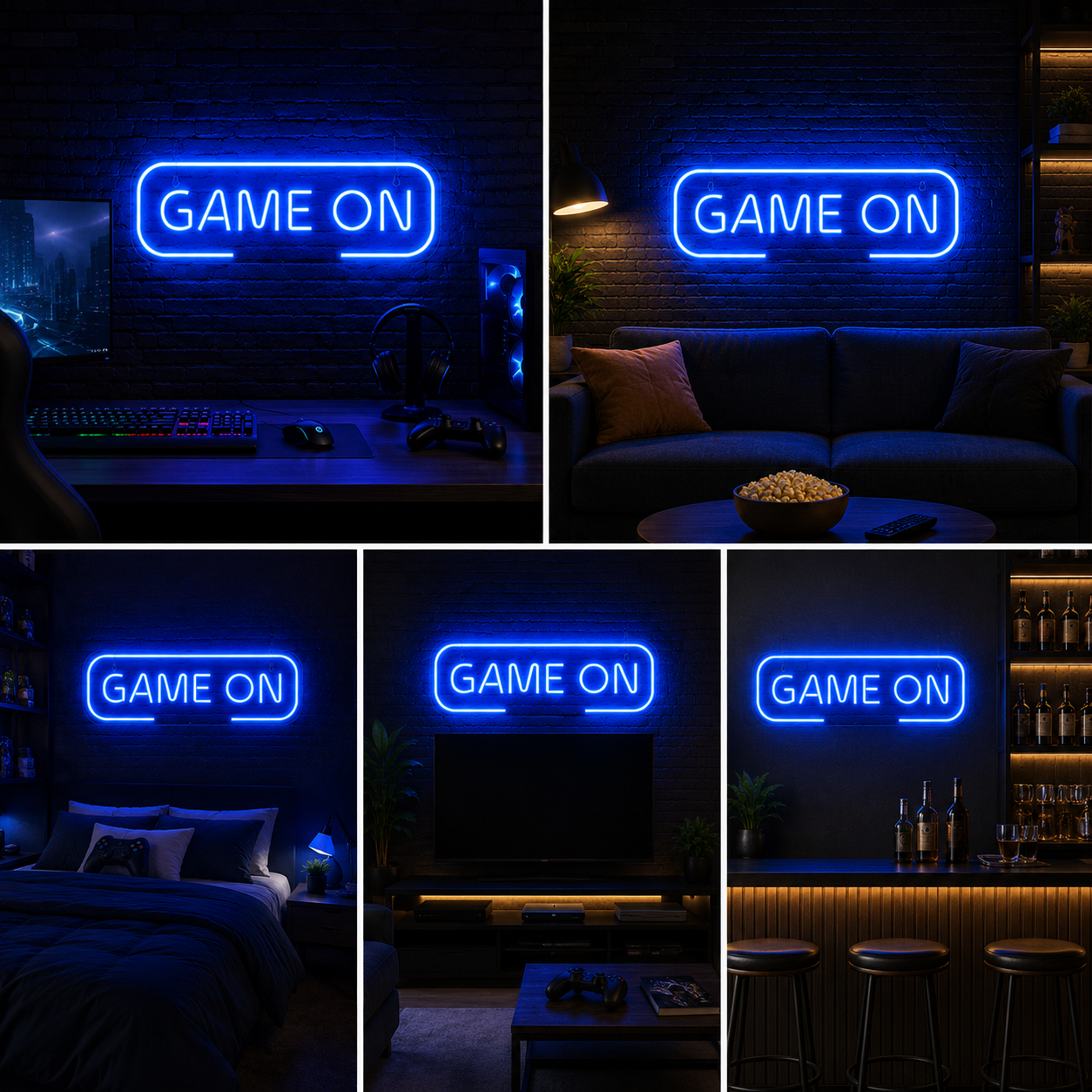 Game On Neon Sign Board | Neon Light Name Plate | Neon Name Light Customized (20 By 12 Inches)