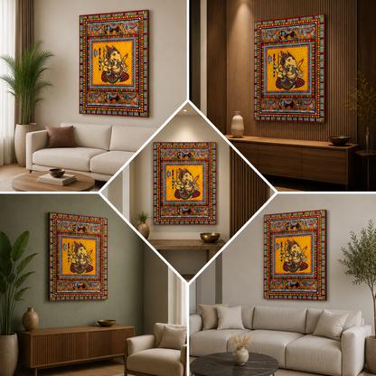 Lord Ganesha Canvas Wall Art | Traditional Indian Painting Wall Decor for Home, Living Room & Office