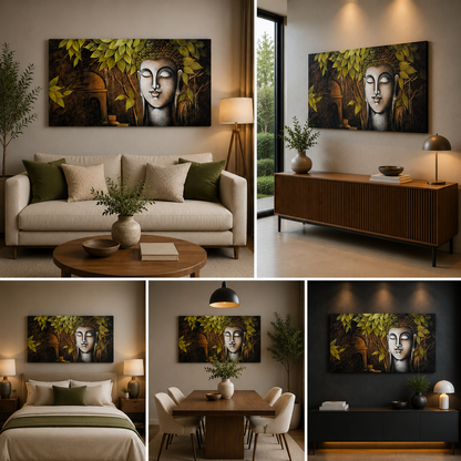 Lord Buddha Painting Canvas wall Frame for Living Room Wall Decor