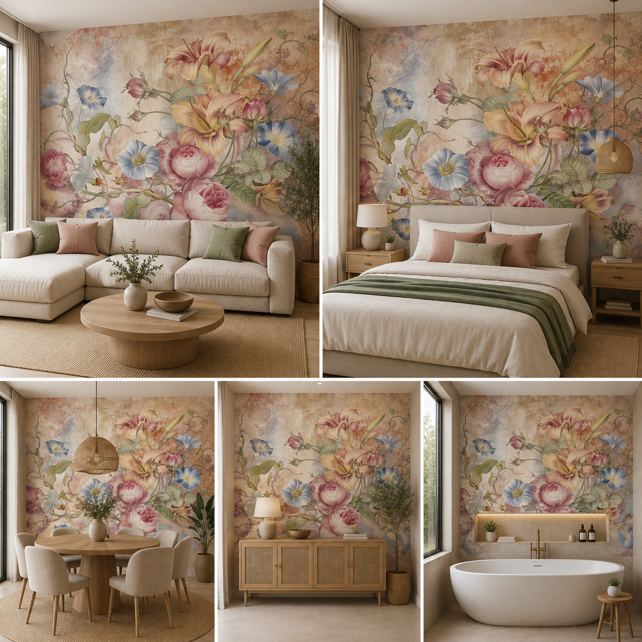 Premium Flower Art Wallpaper for Living Room