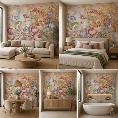 Premium Flower Art Wallpaper for Living Room