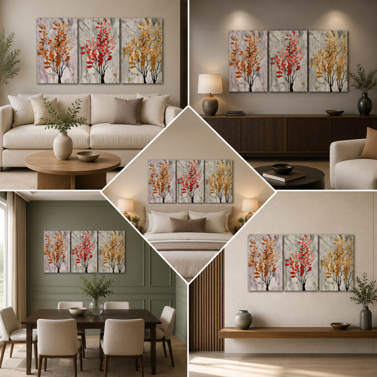 Multiple frames Wall Decor Modern Art (12x24 In)