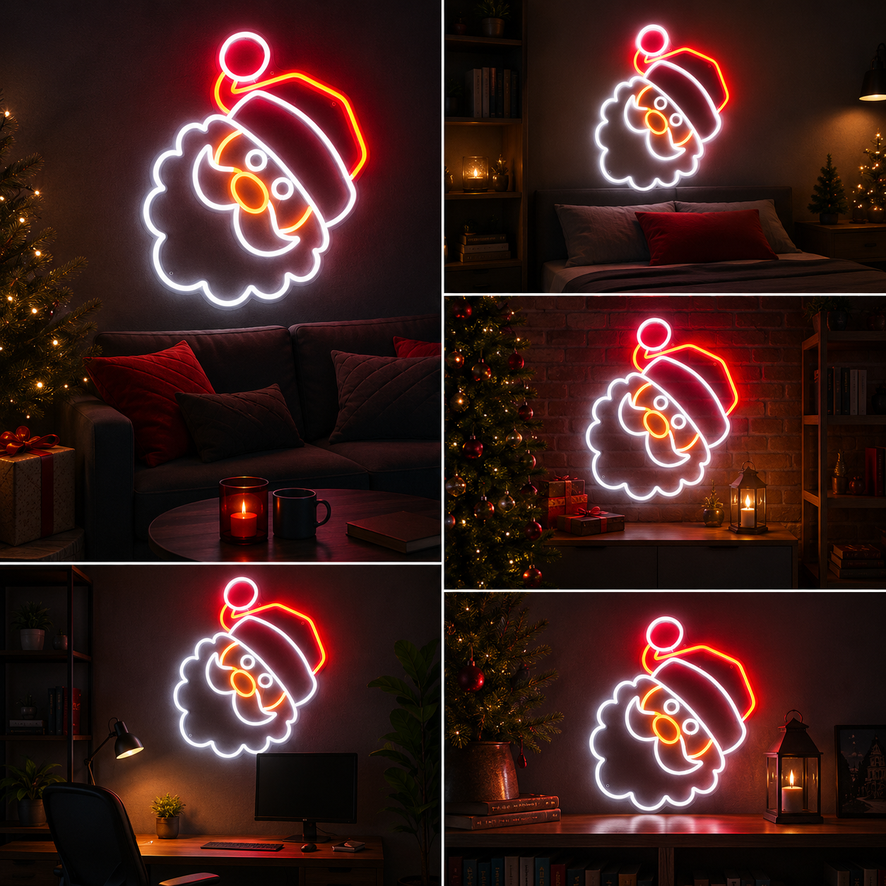 Santa Claus Neon Sign Board | LED Christmas Neon Light Wall Decor