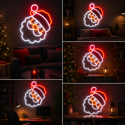 Santa Claus Neon Sign Board | LED Christmas Neon Light Wall Decor