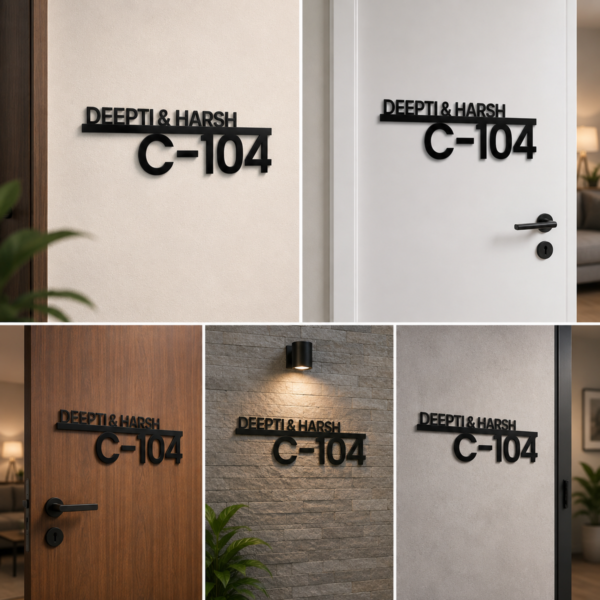 Personalized Minimalist Acrylic Name Plate for Home Entrance, Apartment, Villa and Office