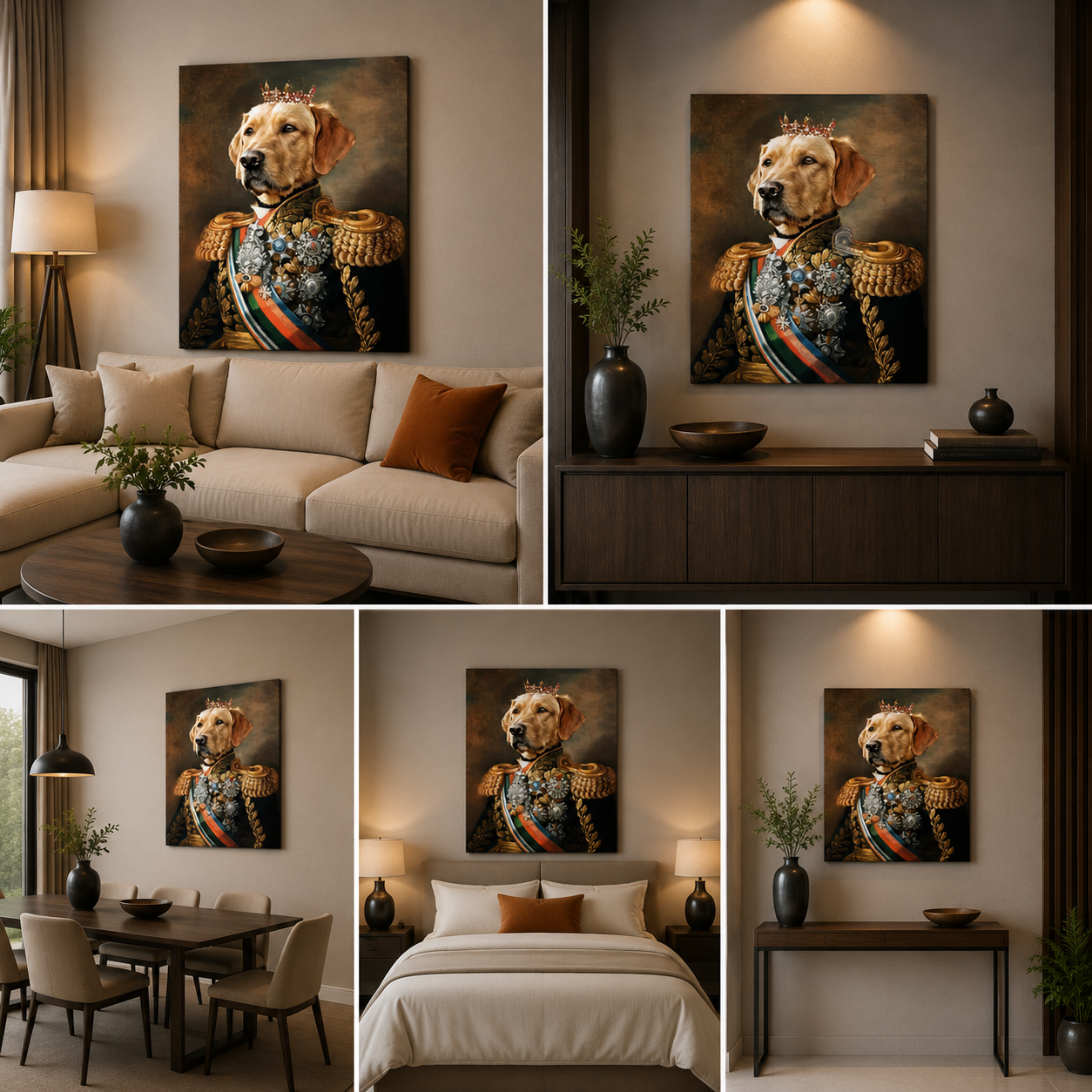 The Dog King Abstract Canvas Painting Frame for Home Wall Decor