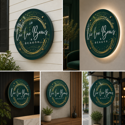 Acrylic Logo Sign Board | Custom 3D Printed Round Salon Sign for Beauty Studio & Outdoor Branding