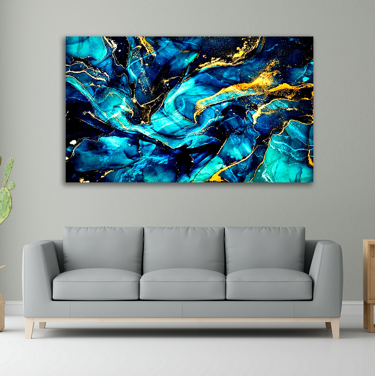 Abstract Canvas Painting Colourful Wave Art Wall Frame