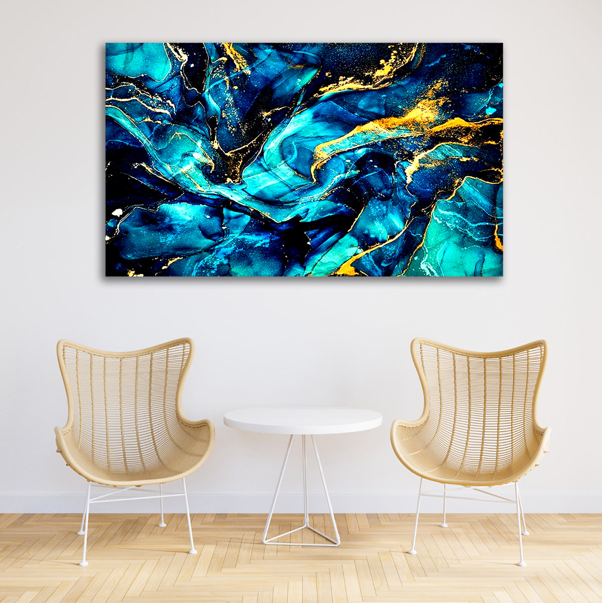 Abstract Canvas Painting Colourful Wave Art Wall Frame