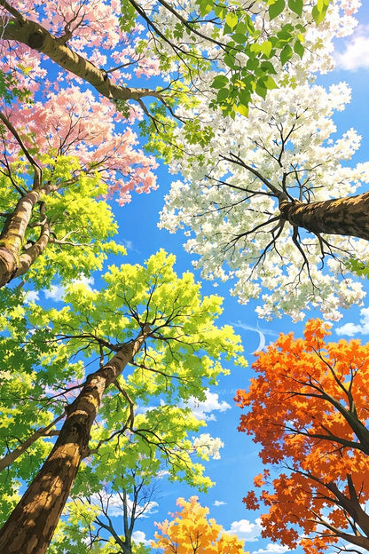 Four Season Tree Sky Ceiling Panel for Modern Living Room False Ceiling Interior Decor