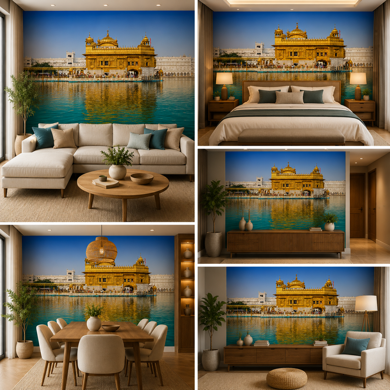 Golden Temple HD Self Adhesive Wallpapers