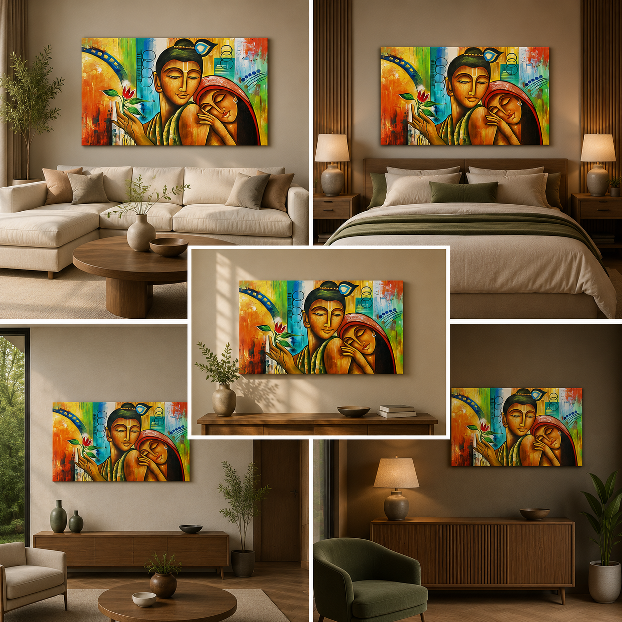 Radha Krishna Wall Painting Frame for Living Room Decor
