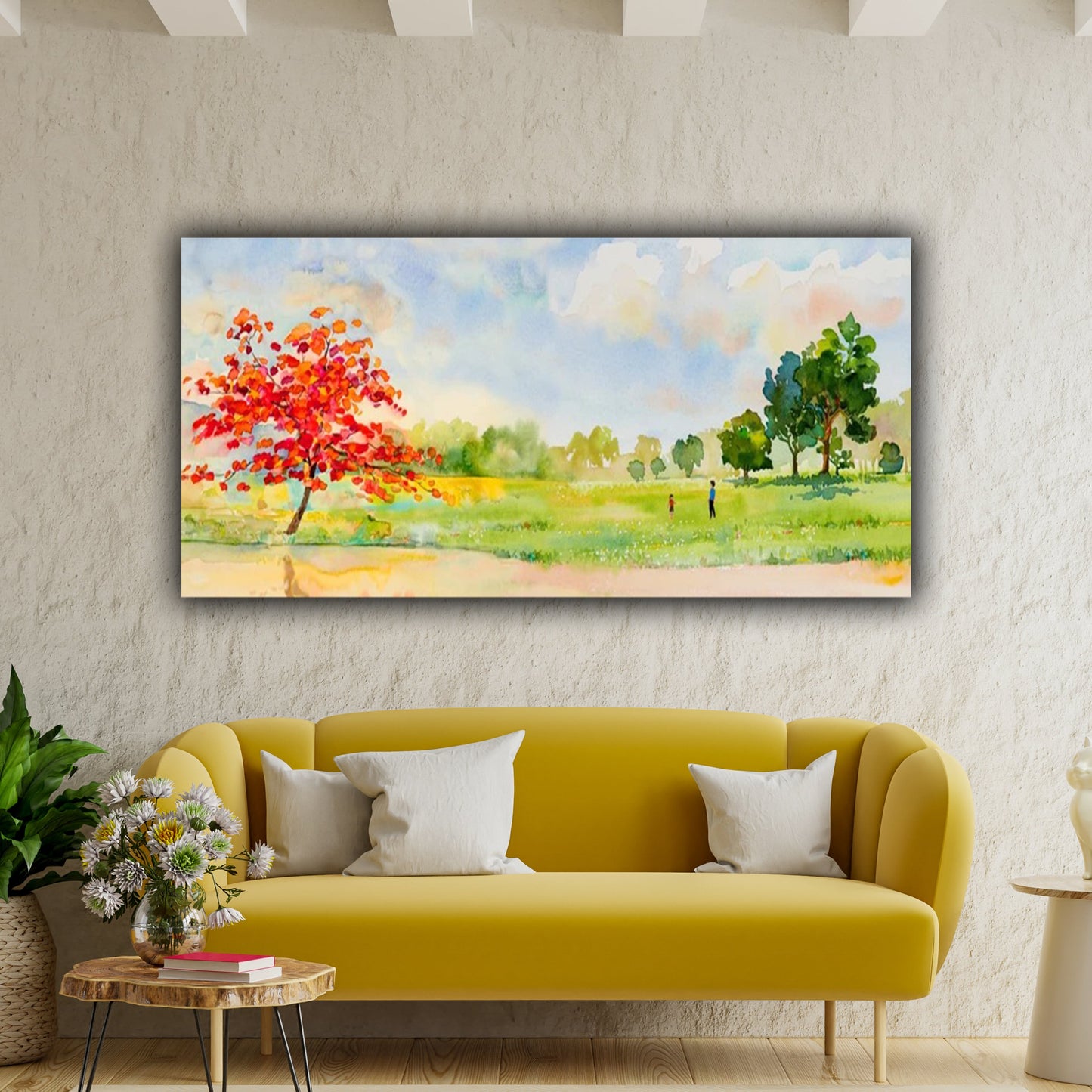 Canvas Painting Field Landscape Wall Painting Frame