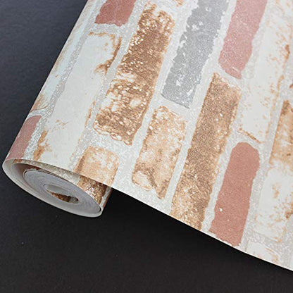 Non Adhesive Brick Design Wallpaper for Walls, Thick Wallcovering for Living Room, Bedroom Interiors (57sqft/Per roll)