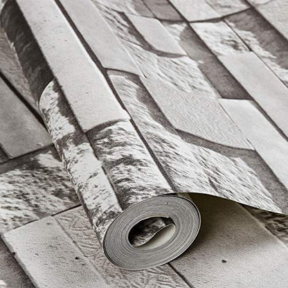 PVC Wall Wallpaper / 3D Stone Design Wallpaper for Covering for Living Room, Bed Room Walls (0.53x10Mtr