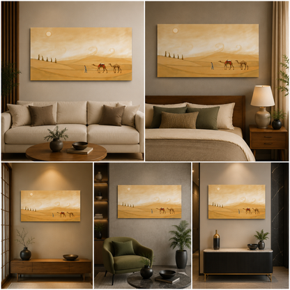 Desert Caravan Canvas Painting Arabian Landscape Wall Art Decor