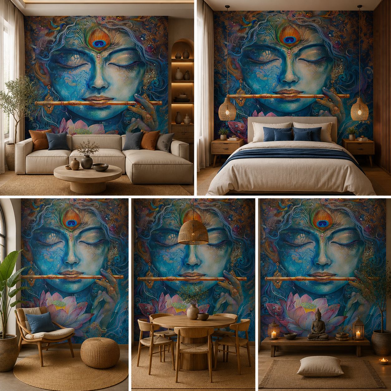 Lord Krishna Wallpaper | Peel & Stick Premium Wallpaper